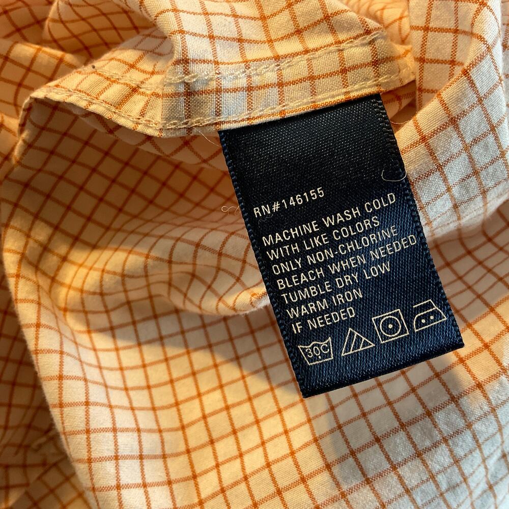 Fish Hippie Orange Checked Long Sleeve Button Down Large - Picture 5 of 6